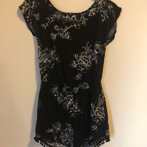 Black Floral Romper - Size XS